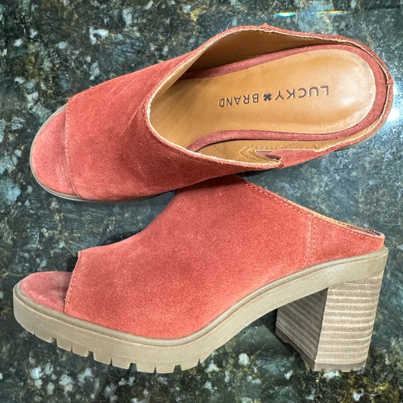 Lucky Brand Shoes - Lucky Brand Rust Color Mules with Pointed Toe and Stacked Heel, lug sole.